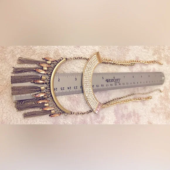 Two Statement Necklaces, Both Unmarked, Retro Costume Jewelry, 1 Gold & 1 Bronze - Picture 16 of 16